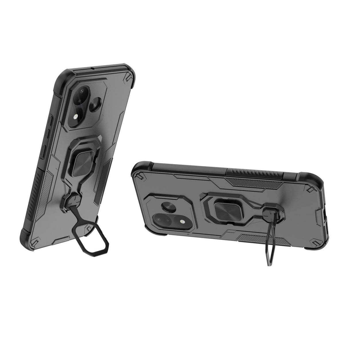 For Redmi Note 17 5G 169.7mm Metal Kickstand TPU Hybrid PC Phone Case - Black - EDA007854725A