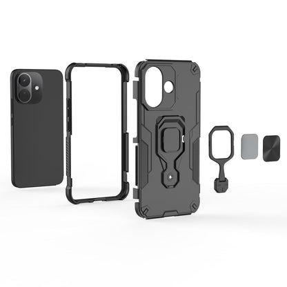 For Redmi Note 17 5G 169.7mm Metal Kickstand TPU Hybrid PC Phone Case - Grey - EDA007854725B