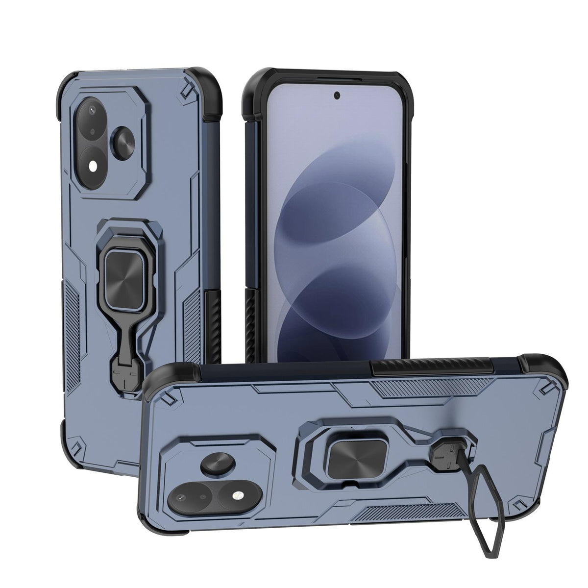 For Redmi Note 17 5G 169.7mm Metal Kickstand TPU Hybrid PC Phone Case - Blue - EDA007854725C