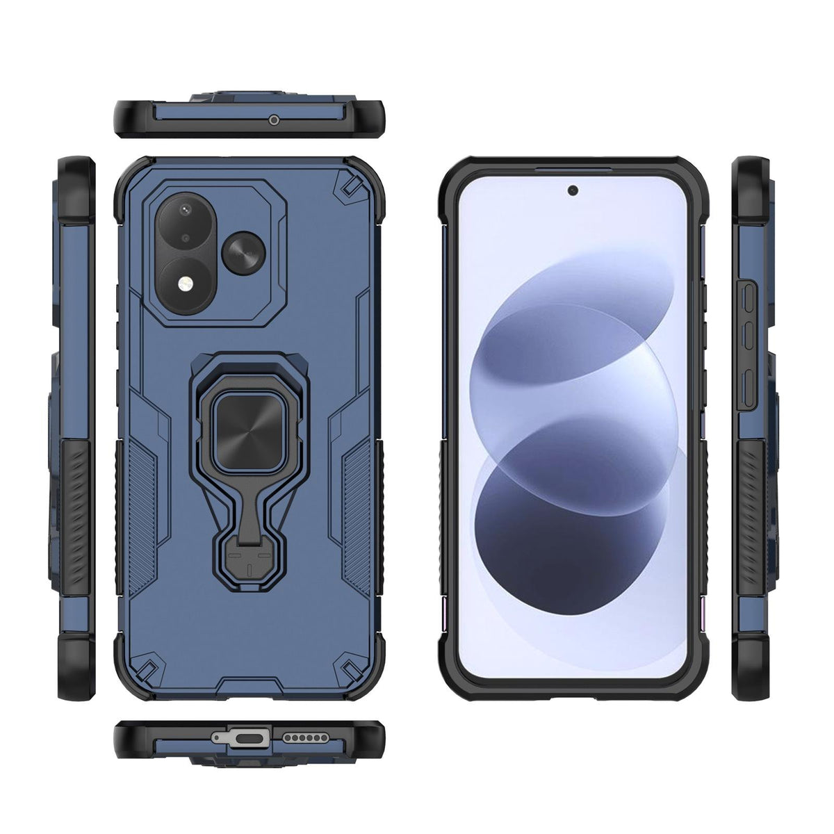 For Redmi Note 17 5G 169.7mm Metal Kickstand TPU Hybrid PC Phone Case - Blue - EDA007854725C