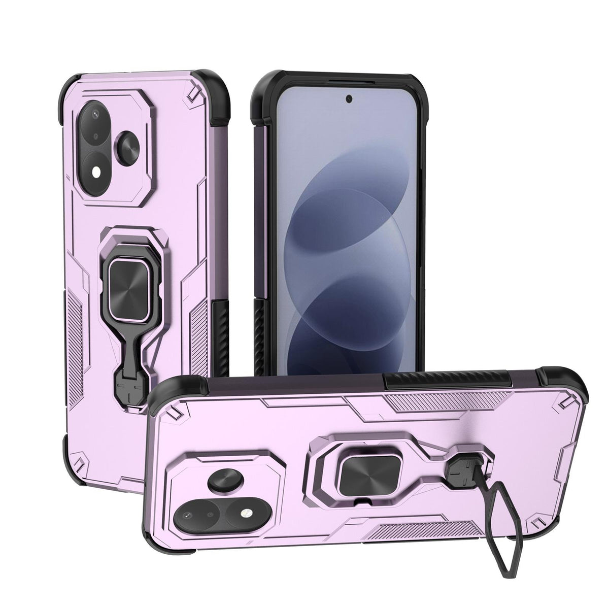 For Redmi Note 17 5G 169.7mm Metal Kickstand TPU Hybrid PC Phone Case - Purple - EDA007854725E