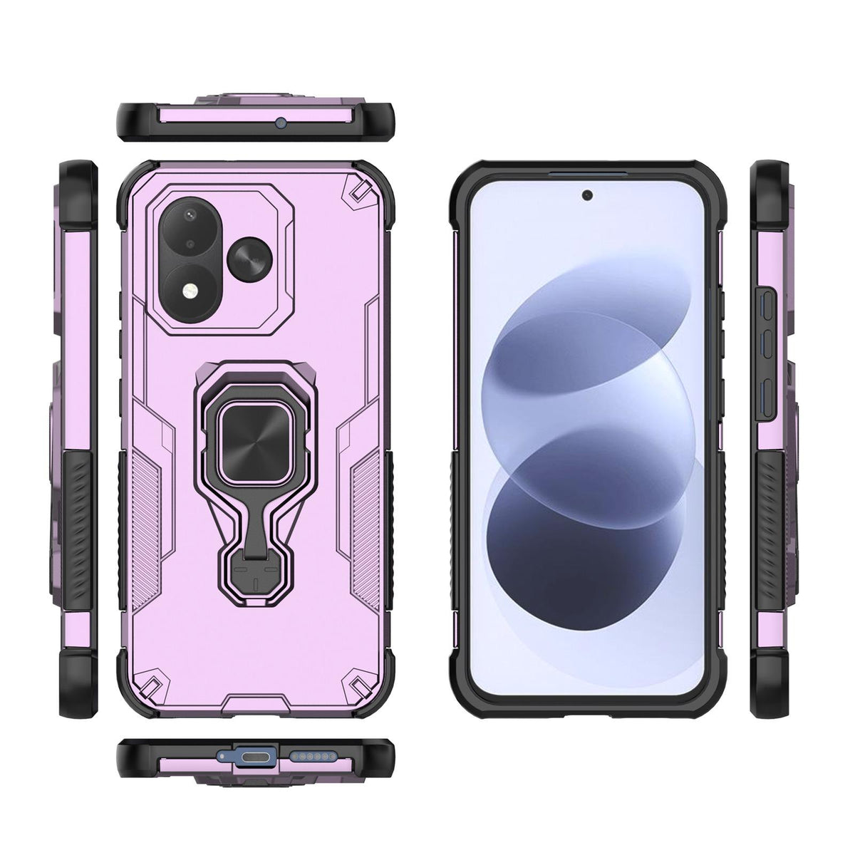 For Redmi Note 17 5G 169.7mm Metal Kickstand TPU Hybrid PC Phone Case - Purple - EDA007854725E