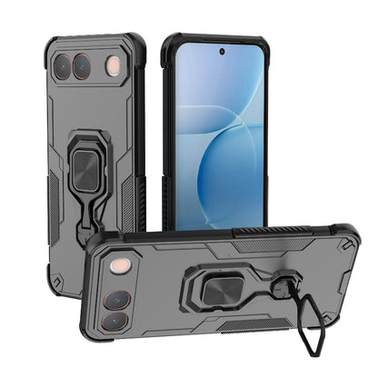 For vivo S2 5G Global Metal Kickstand TPU Hybrid PC Phone Case - Black - EDA007855009A