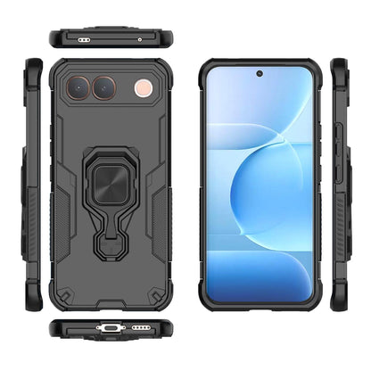 For vivo S2 5G Global Metal Kickstand TPU Hybrid PC Phone Case - Black - EDA007855009A