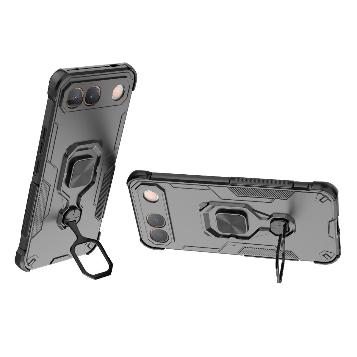 For vivo S2 5G Global Metal Kickstand TPU Hybrid PC Phone Case - Black - EDA007855009A