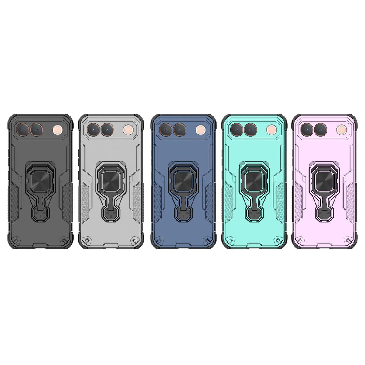 For vivo S2 5G Global Metal Kickstand TPU Hybrid PC Phone Case - Black - EDA007855009A