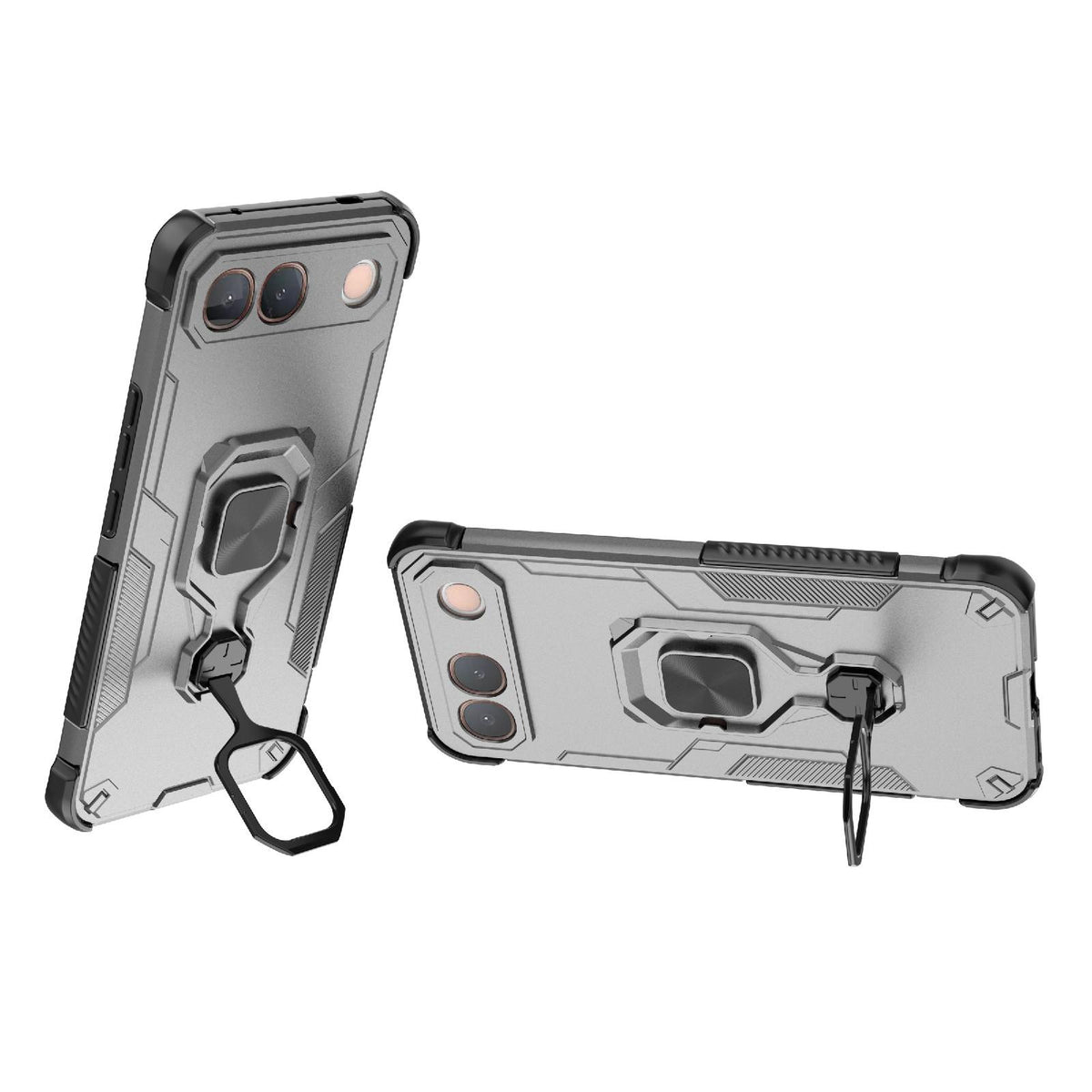 For vivo S2 5G Global Metal Kickstand TPU Hybrid PC Phone Case - Grey - EDA007855009B