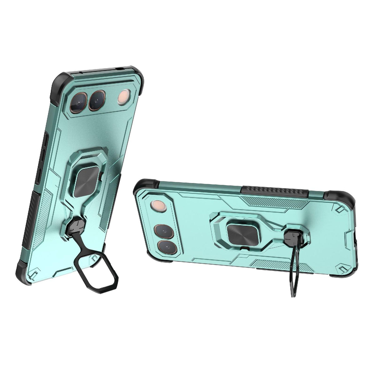 For vivo S2 5G Global Metal Kickstand TPU Hybrid PC Phone Case - Green - EDA007855009D