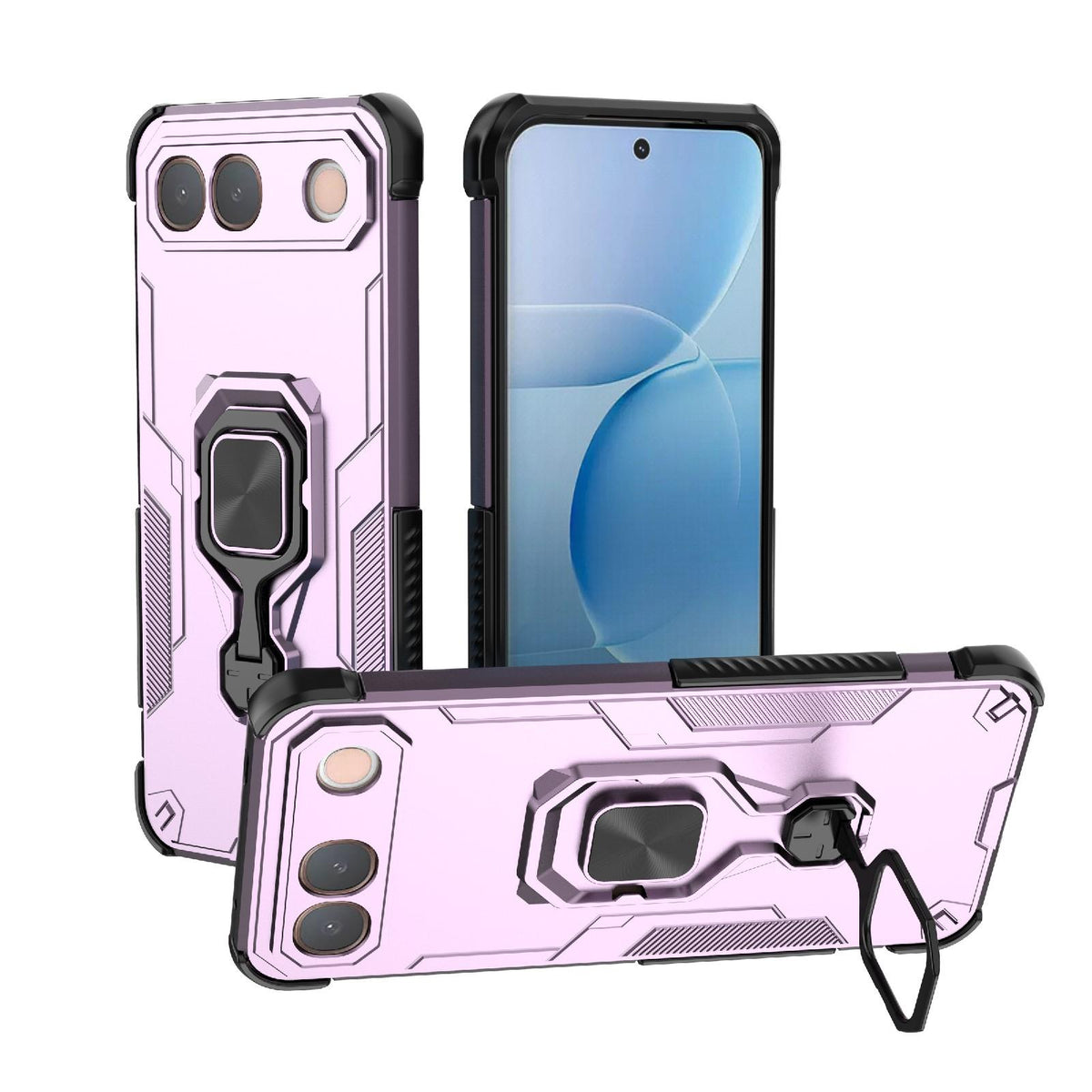 For vivo S2 5G Global Metal Kickstand TPU Hybrid PC Phone Case - Purple - EDA007855009E