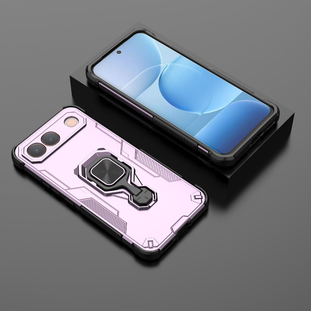 For vivo S2 5G Global Metal Kickstand TPU Hybrid PC Phone Case - Purple - EDA007855009E