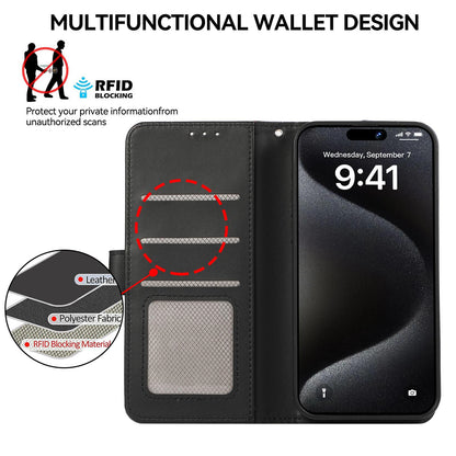 For Redmi K90 Pro Max/Poco F8 Ultra ABEEL Delicate Texture Splicing RFID Leather Phone Case(Black)