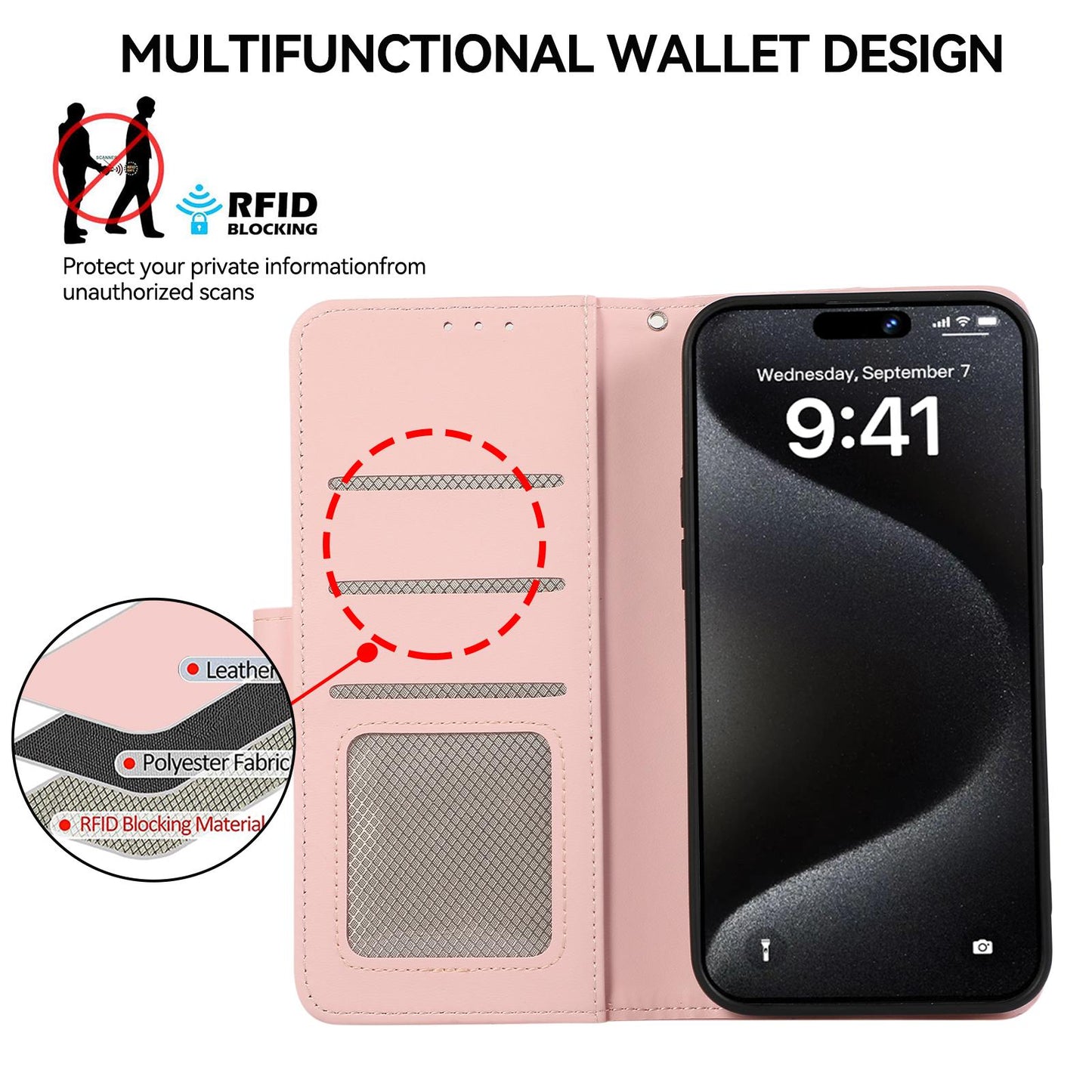 For Redmi K90 Pro Max/Poco F8 Ultra ABEEL Delicate Texture Splicing RFID Leather Phone Case(Pink)