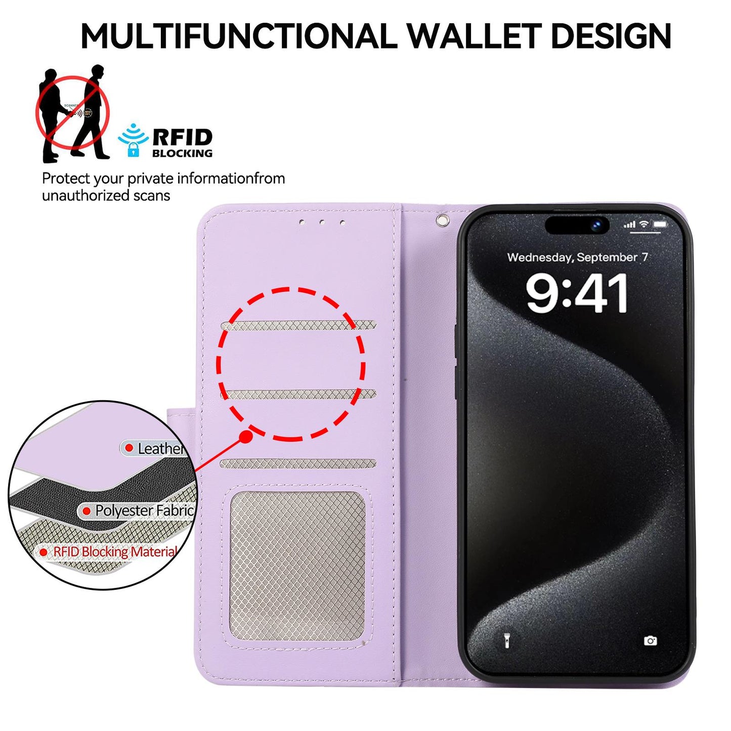 For Redmi K90 Pro Max/Poco F8 Ultra ABEEL Delicate Texture Splicing RFID Leather Phone Case(Purple)
