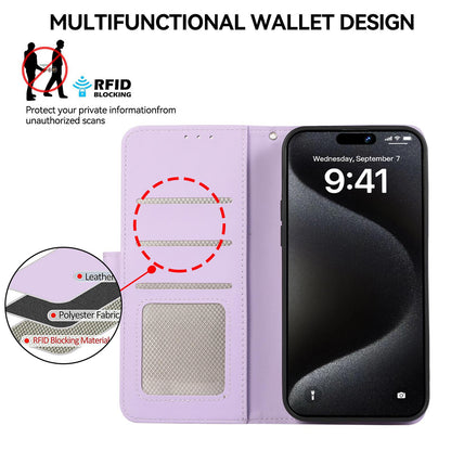 For Redmi K90 Pro Max/Poco F8 Ultra ABEEL Delicate Texture Splicing RFID Leather Phone Case(Purple)