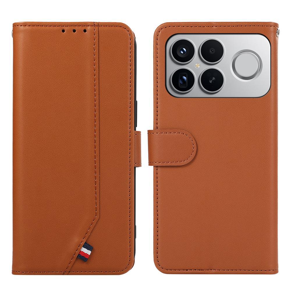 For Redmi K90 Pro Max/Poco F8 Ultra ABEEL Delicate Texture Splicing RFID Leather Phone Case(Brown)