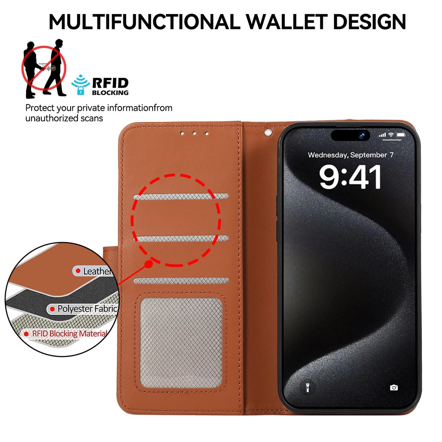 For Redmi K90 Pro Max/Poco F8 Ultra ABEEL Delicate Texture Splicing RFID Leather Phone Case(Brown)