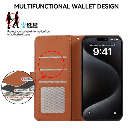 For Redmi K90 Pro Max/Poco F8 Ultra ABEEL Delicate Texture Splicing RFID Leather Phone Case(Brown)
