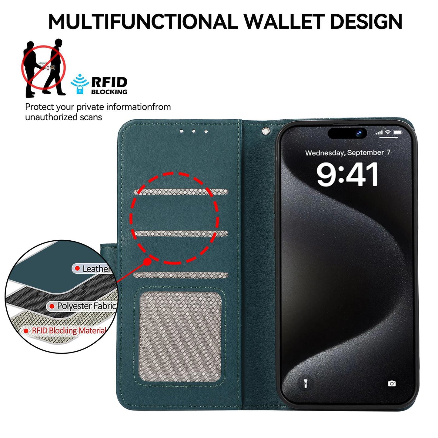 For Redmi K90 Pro Max/Poco F8 Ultra ABEEL Delicate Texture Splicing RFID Leather Phone Case(Green)