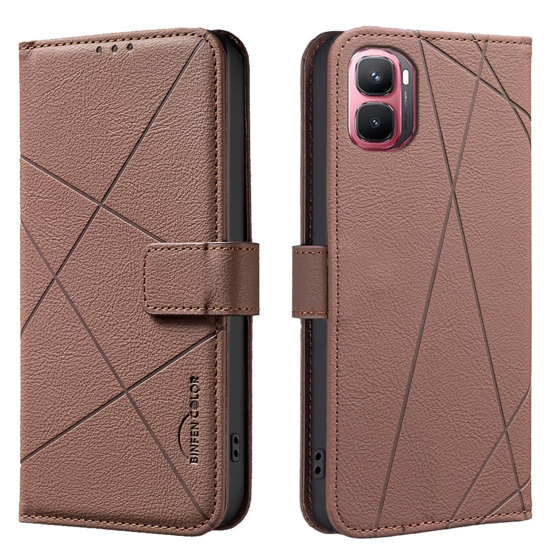 For Infinix GT 50 Pro 5G Geometric Pattern RFID Leather Phone Case - Brown - EDA007872610A