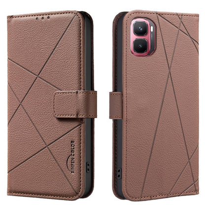 For Infinix GT 50 Pro 5G Geometric Pattern RFID Leather Phone Case - Brown - EDA007872610A