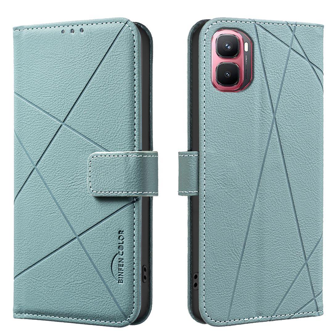 For Infinix GT 50 Pro 5G Geometric Pattern RFID Leather Phone Case - Green - EDA007872610F