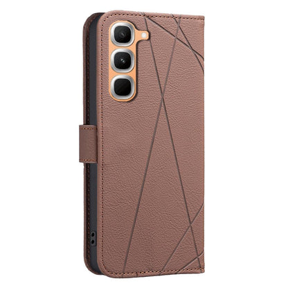 For Infinix Hot 70 Pro 5G Geometric Pattern RFID Leather Phone Case - Brown - EDA007872611A
