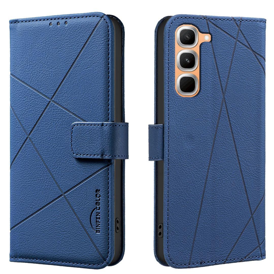 For Infinix Hot 70 Pro 5G Geometric Pattern RFID Leather Phone Case - Blue - EDA007872611B
