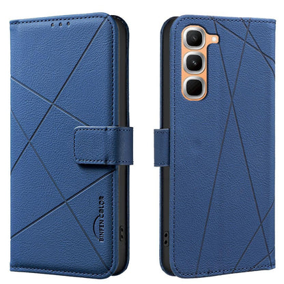 For Infinix Hot 70 Pro 5G Geometric Pattern RFID Leather Phone Case - Blue - EDA007872611B