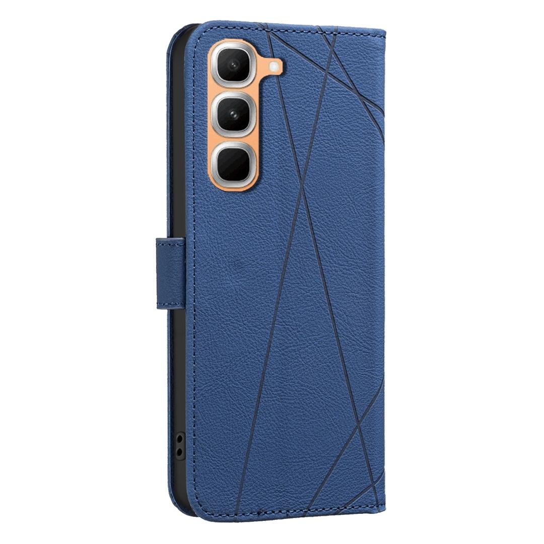 For Infinix Hot 70 Pro 5G Geometric Pattern RFID Leather Phone Case - Blue - EDA007872611B