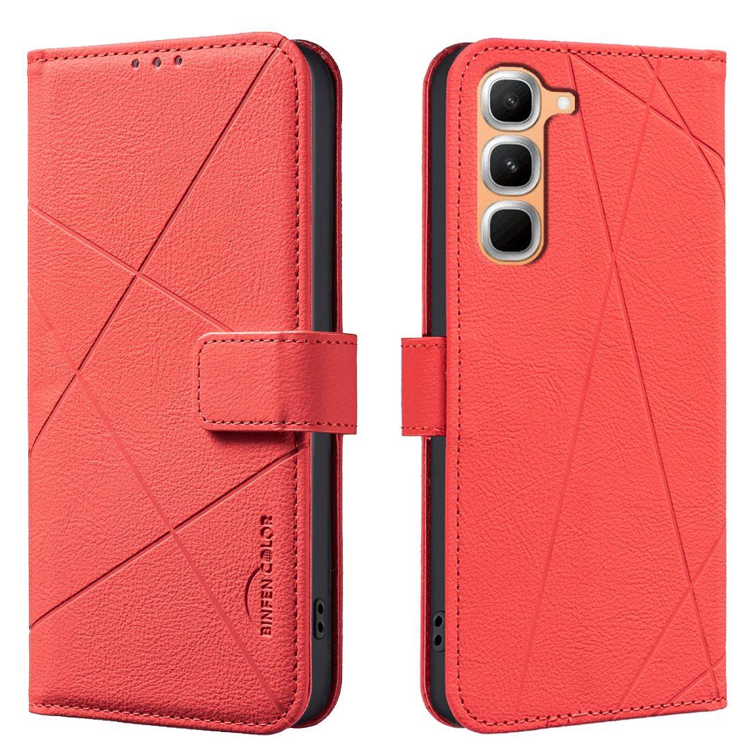For Infinix Hot 70 Pro 5G Geometric Pattern RFID Leather Phone Case - Red - EDA007872611D
