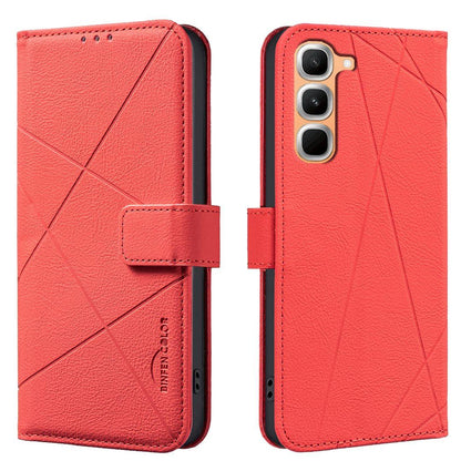 For Infinix Hot 70 Pro 5G Geometric Pattern RFID Leather Phone Case - Red - EDA007872611D