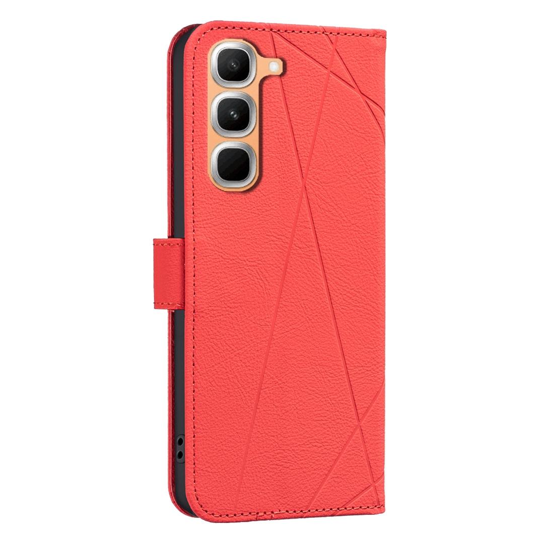 For Infinix Hot 70 Pro 5G Geometric Pattern RFID Leather Phone Case - Red - EDA007872611D