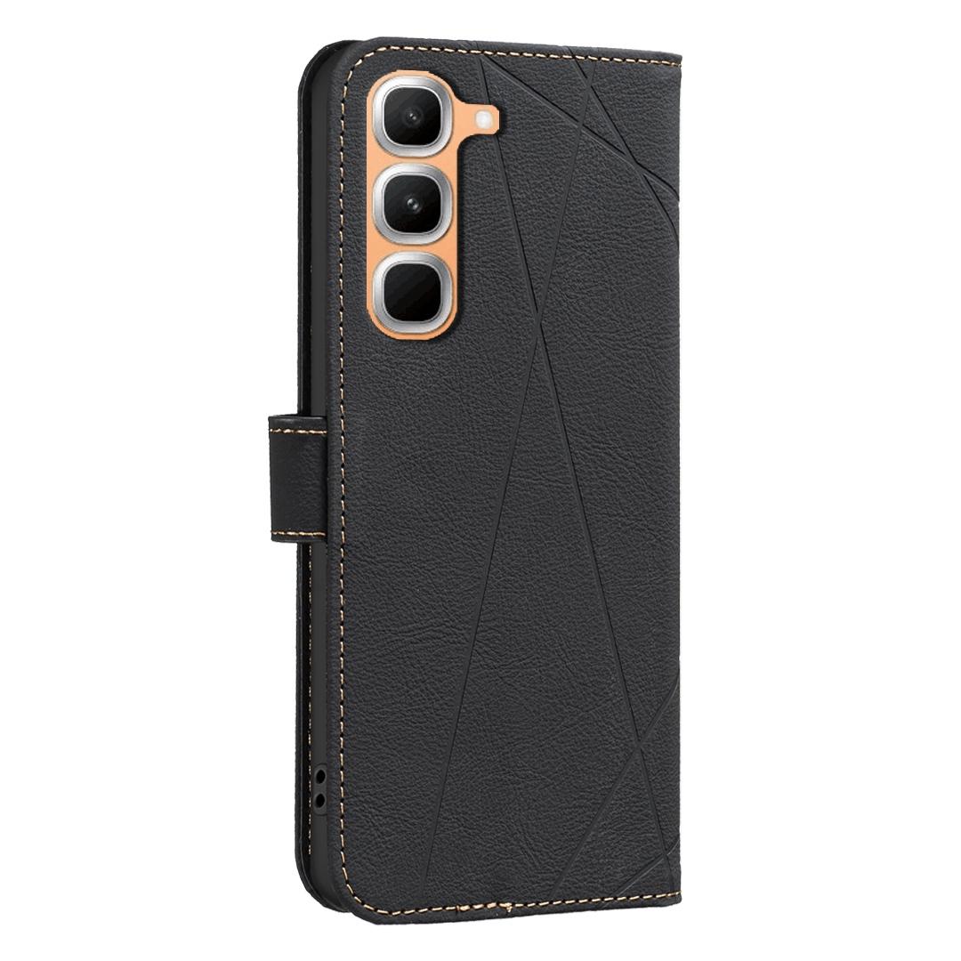 For Infinix Hot 70 Pro 5G Geometric Pattern RFID Leather Phone Case - Black - EDA007872611E