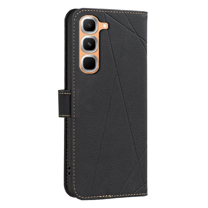 For Infinix Hot 70 Pro 5G Geometric Pattern RFID Leather Phone Case - Black - EDA007872611E