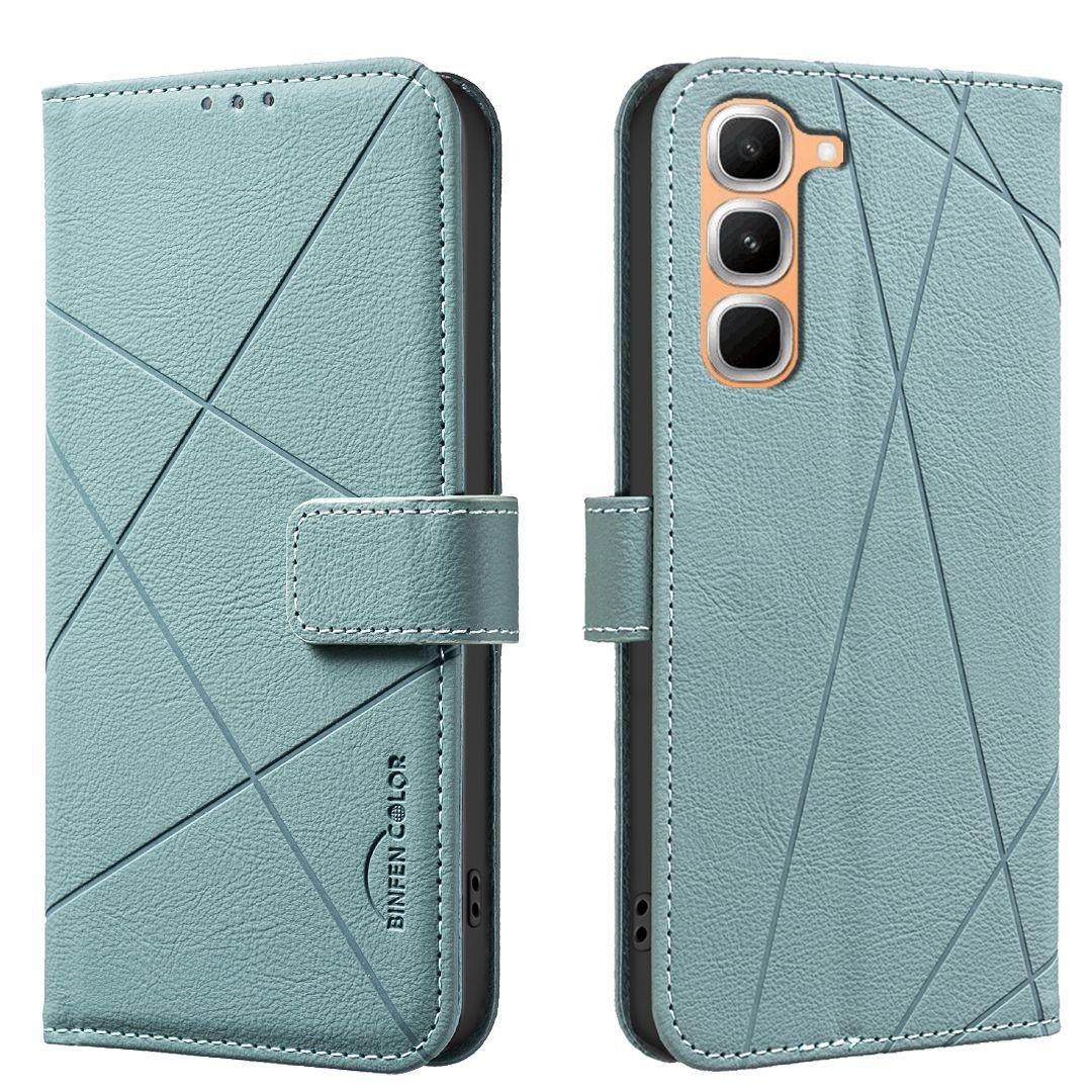 For Infinix Hot 70 Pro 5G Geometric Pattern RFID Leather Phone Case - Green - EDA007872611F