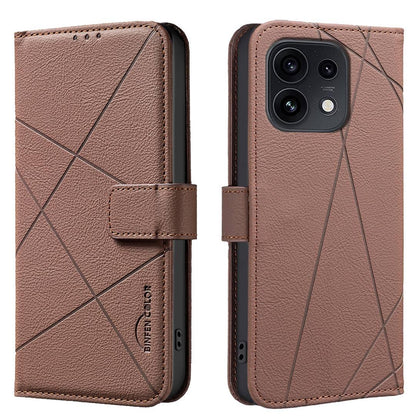 For OPPO Reno16 F 5G/Reno16 FS 5G Geometric Pattern RFID Leather Phone Case - Brown - EDA007872923A