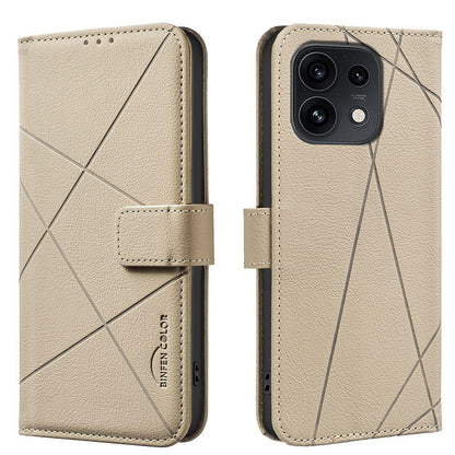 For OPPO Reno16 F 5G/Reno16 FS 5G Geometric Pattern RFID Leather Phone Case - Beige - EDA007872923C