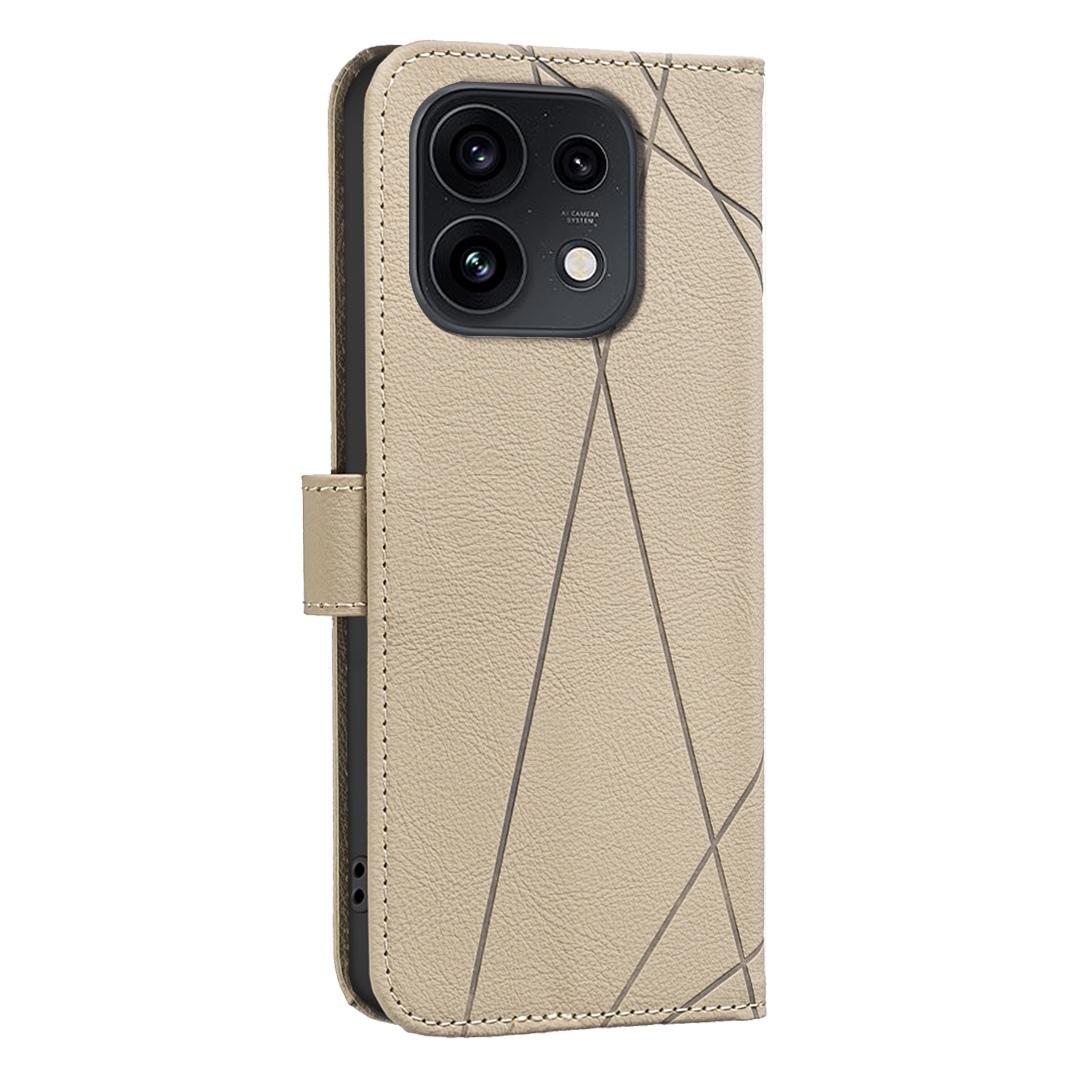 For OPPO Reno16 F 5G/Reno16 FS 5G Geometric Pattern RFID Leather Phone Case - Beige - EDA007872923C
