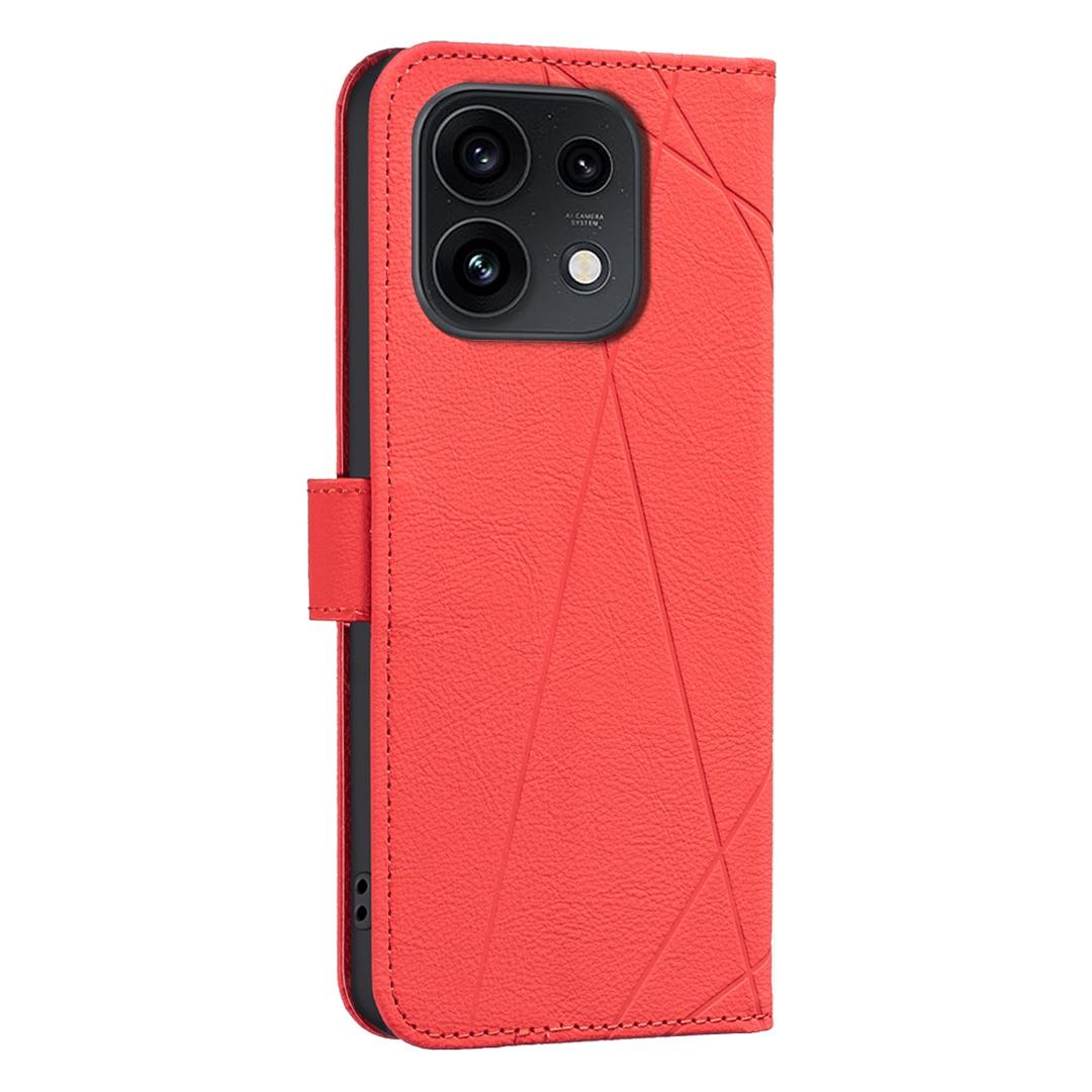 For OPPO Reno16 F 5G/Reno16 FS 5G Geometric Pattern RFID Leather Phone Case - Red - EDA007872923D