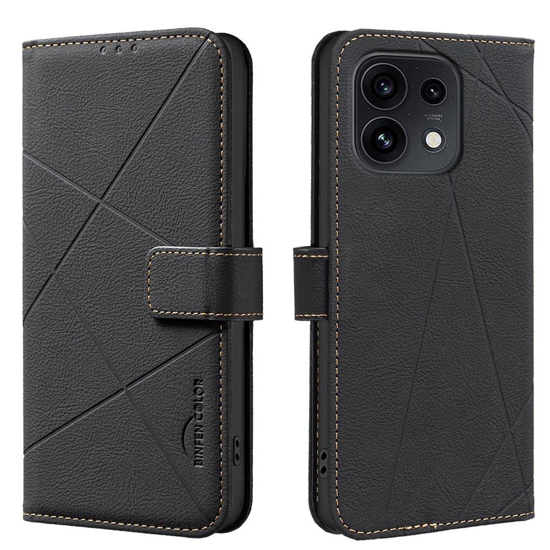 For OPPO Reno16 F 5G/Reno16 FS 5G Geometric Pattern RFID Leather Phone Case - Black - EDA007872923E