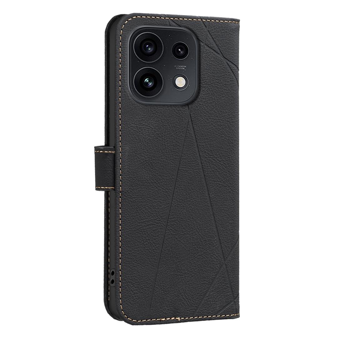 For OPPO Reno16 F 5G/Reno16 FS 5G Geometric Pattern RFID Leather Phone Case - Black - EDA007872923E