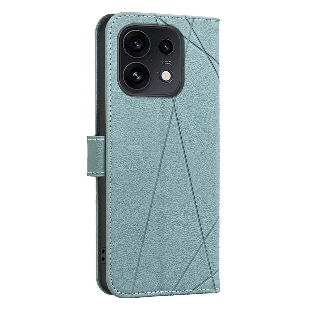 For OPPO Reno16 F 5G/Reno16 FS 5G Geometric Pattern RFID Leather Phone Case - Green - EDA007872923F