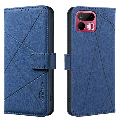 For Realme 16T 5G Geometric Pattern RFID Leather Phone Case - Blue - EDA007873216B