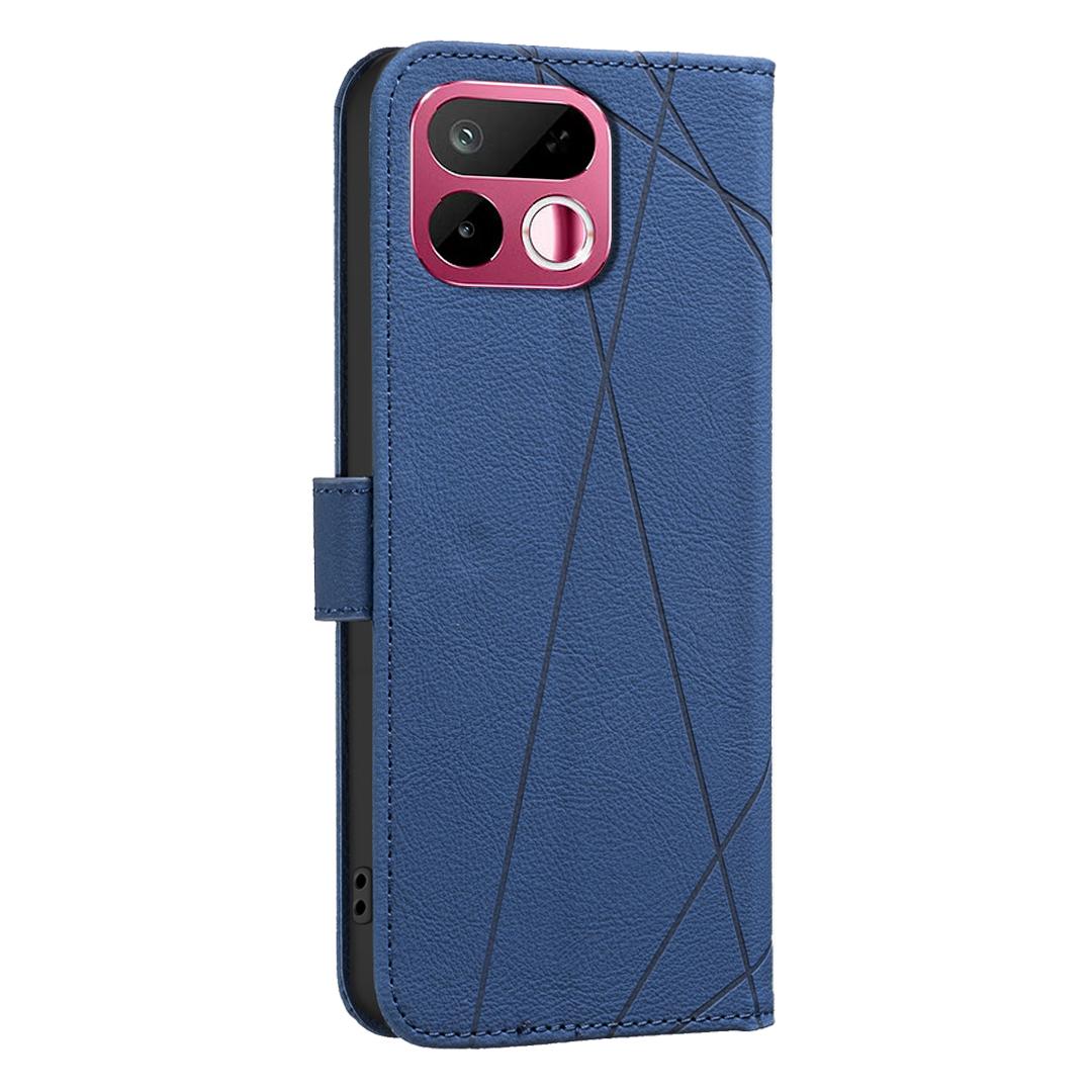 For Realme 16T 5G Geometric Pattern RFID Leather Phone Case - Blue - EDA007873216B