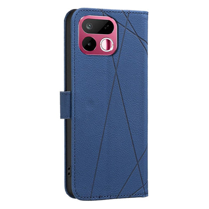 For Realme 16T 5G Geometric Pattern RFID Leather Phone Case - Blue - EDA007873216B