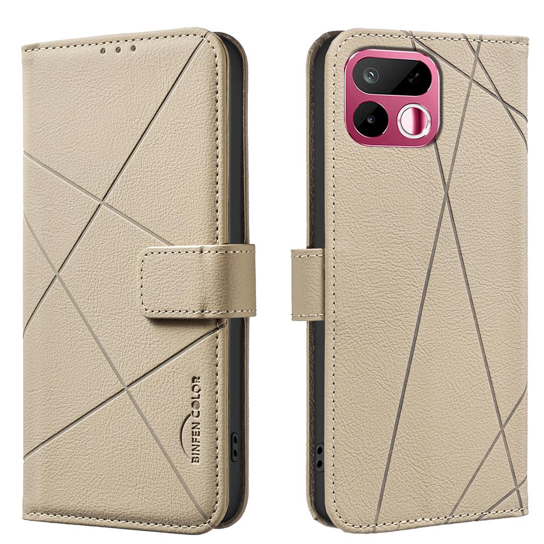 For Realme 16T 5G Geometric Pattern RFID Leather Phone Case - Beige - EDA007873216C