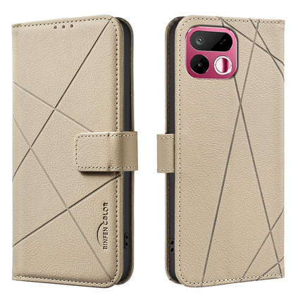 For Realme 16T 5G Geometric Pattern RFID Leather Phone Case - Beige - EDA007873216C