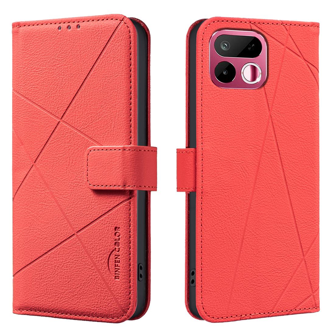 For Realme 16T 5G Geometric Pattern RFID Leather Phone Case - Red - EDA007873216D