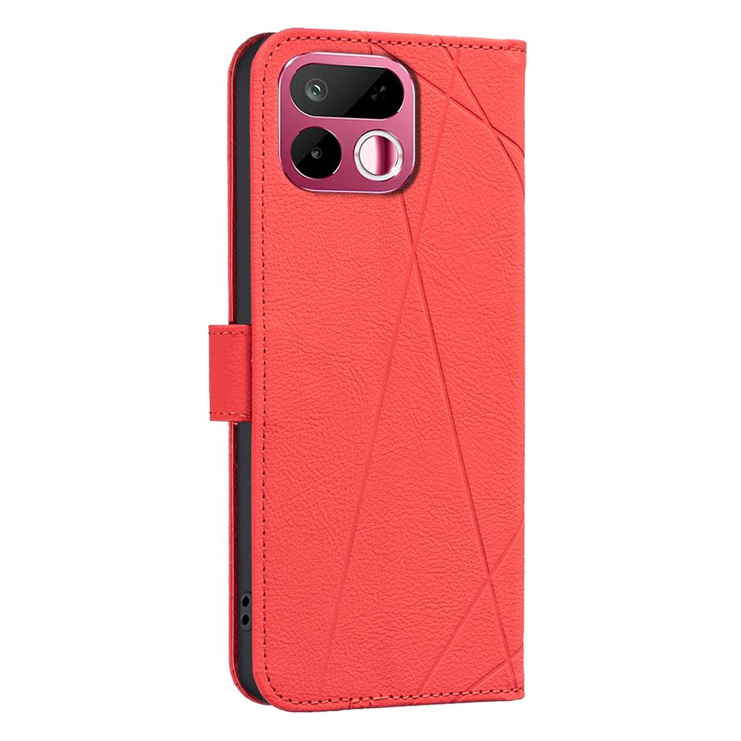 For Realme 16T 5G Geometric Pattern RFID Leather Phone Case - Red - EDA007873216D