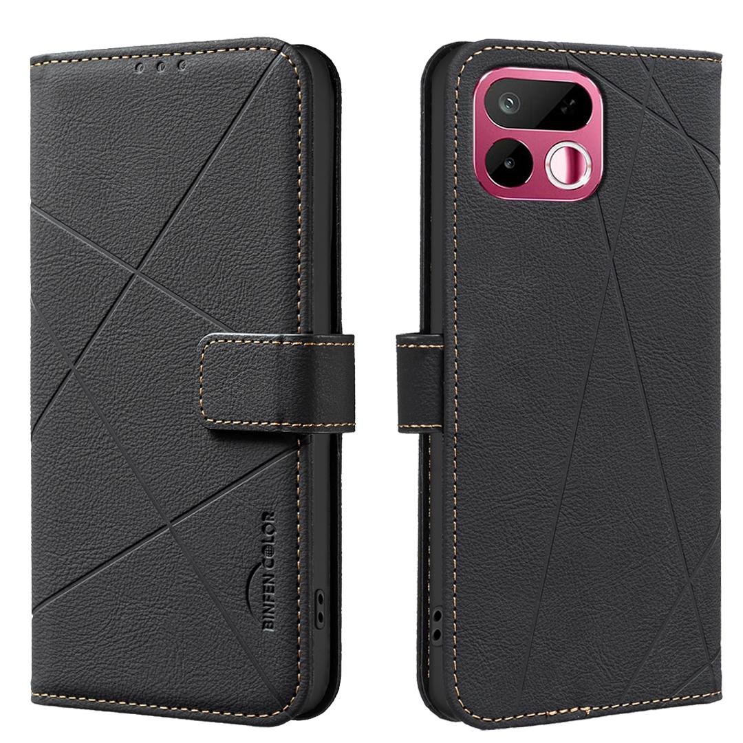 For Realme 16T 5G Geometric Pattern RFID Leather Phone Case - Black - EDA007873216E